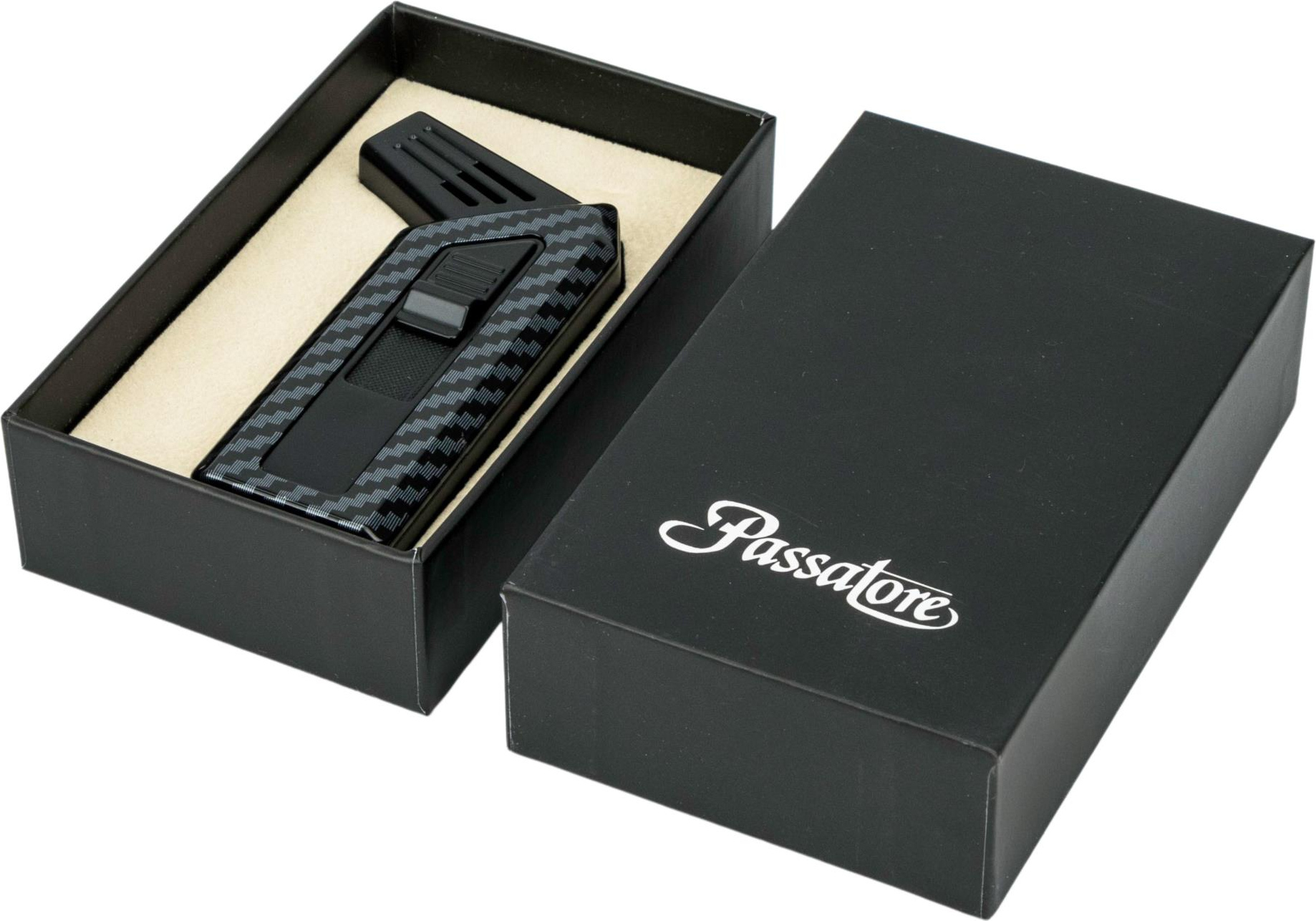 PASSATORE Pfeifenfeuerzeug "Peter" Carbon Finish/schwarz  Pz 234101