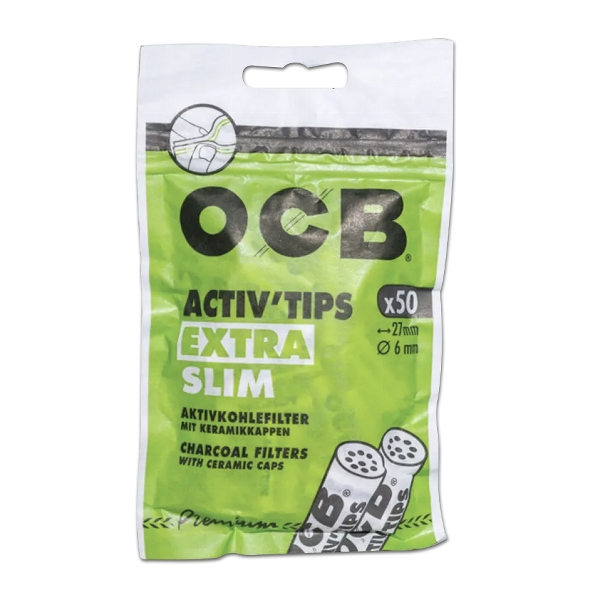 OCB Aktivkohlefilter Extra Slim 6mm – Display mit 10×50 Stück (500 Filter) SW16704