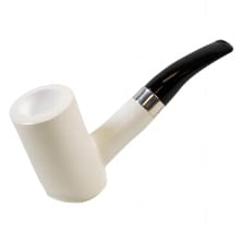 Meerschaumpfeife Block Poker glatt mit Silberring 37500