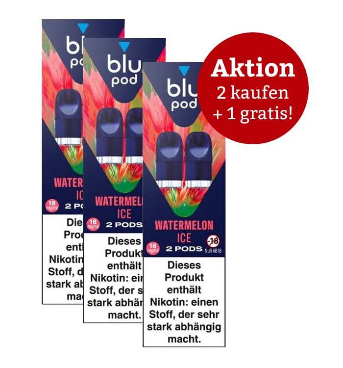 Aktion: 2 x kaufen, 3 erhalten E-Liquidpod BLU POD Watermelon Ice 18mg 2 Pods
