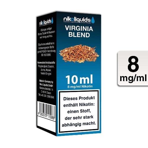 E-Liquid Nikoliquids Virginia Blend 8 mg/ml Flasche 10 ml E-Liquid Nikoliquids Virginia Blend 8 mg/ml Flasche 10 ml