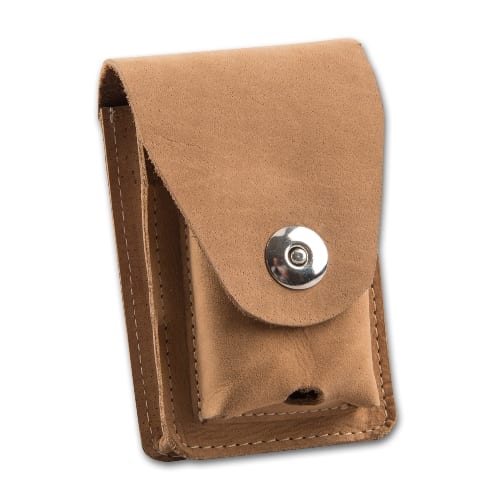 Zigarettenbox Hunter 20er aus Leder in beige mit Feuerzeugköcher Gürtellasche 87840