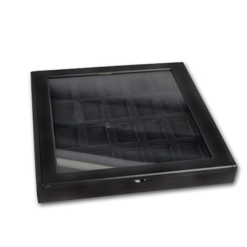 Sammlervitrine Zippo aus gefärbtem Holz Glas in schwarz matt für 20 Feuerzeuge 98709