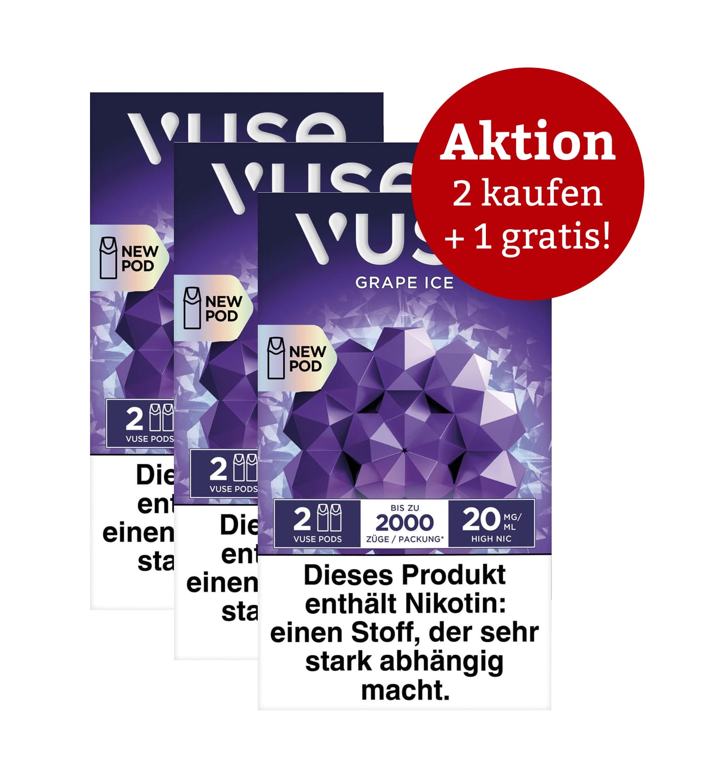 VUSE Pro Pods Grape ICE 20 mg – Aktion: 2 x kaufen, 3 erhalten SW17033