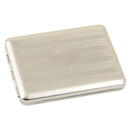 Zigarettenetui 18er 100 mm mit Innengummizug aus Metall vernickelt in silber matt mit Dekor 20944