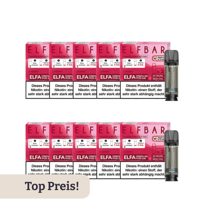 10er Pack E-Liquidpod ELFBAR Cherry 0 mg 2 Pods ( OHNE NIKOTIN ) 404291