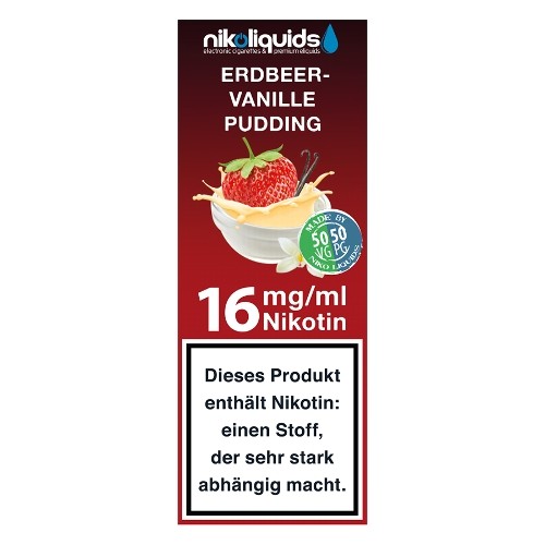 E-Liquid NIKOLIQUIDS Erdbeer-Vanillepudding 16 mg 50 PG / 50 VG