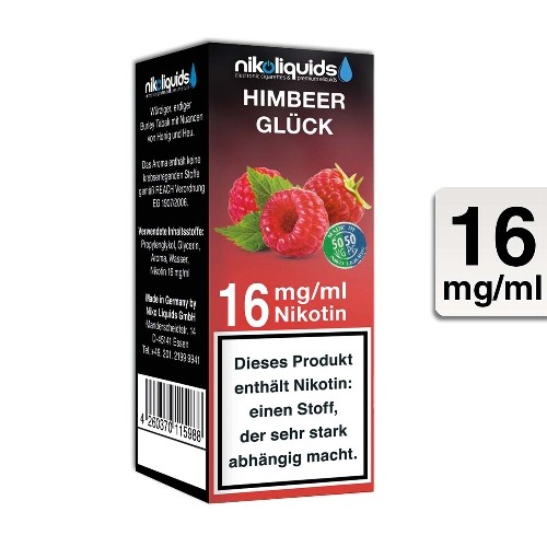 E-Liquid NIKOLIQUIDS Himbeerglueck 16 mg 50 PG / 50 VG
