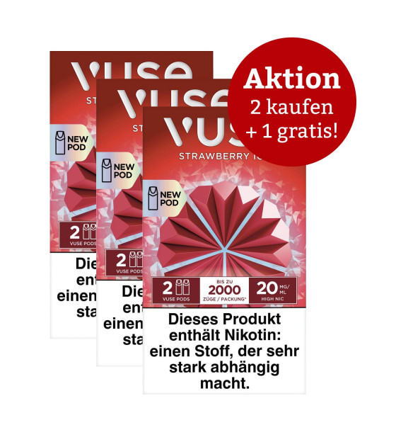 VUSE Pro Pods Strawberry ICE 20 mg – Aktion: 2 x kaufen, 3 erhalten
