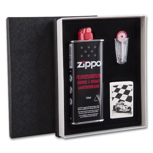 ZIPPO Geschenkbox creme Race Car 60002799 mit Steine und Benzin