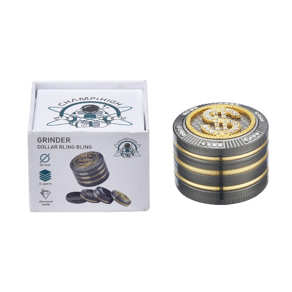 Grinder CHAMP HIGH Bling Bling Dollar 4-tlg Ø 50 mm
