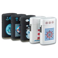 Feuerzeug Jet ATOMIC silber/schwarz Maritim 3D blaue Flamme Feuerzeug Jet ATOMIC silber/schwarz Maritim 3D blaue Flamme