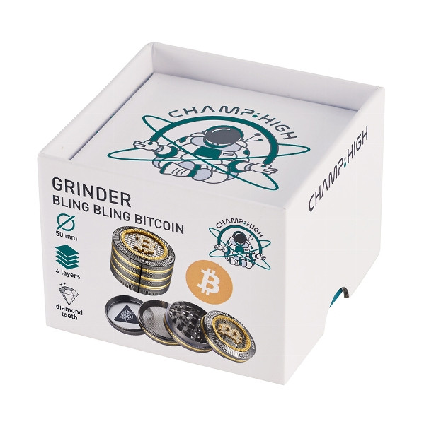 Grinder CHAMP HIGH Bling Bling Bitcoin 4-tlg Ø 50 mm
