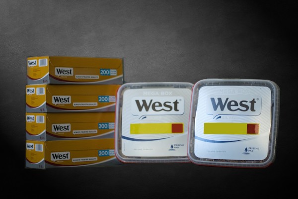 2 x West Zigarettentabak Silver Volumen Eimer + 800 West Yellow Hülsen