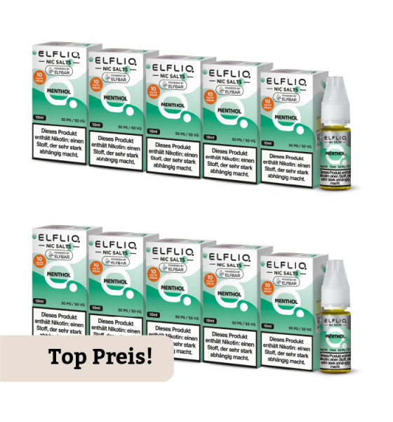 10er Pack E-Liquid Nikotinsalz ELFBAR Elfliq Menthol 10mg