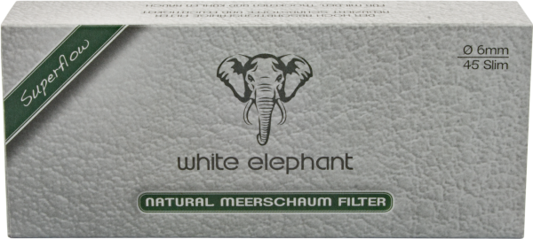 15 Schachteln à 45 Filter Pfeifenfilter White Elephant Natural Meerschaum Filter 6 mm