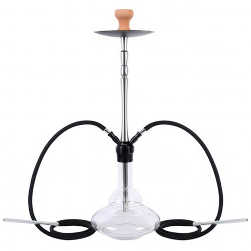 Shisha AJAX chrom 81cm 2 Anschluesse