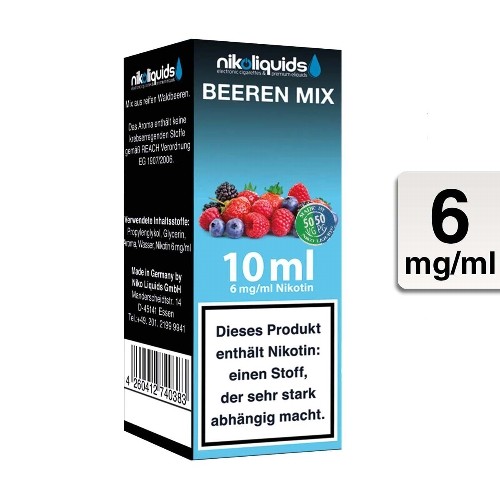 E-Liquid NIKOLIQUIDS Beeren Mix 6 mg 50 PG / 50 VG