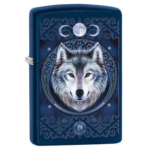 Zippo Navy Blue matt Anne Stokes Wolf