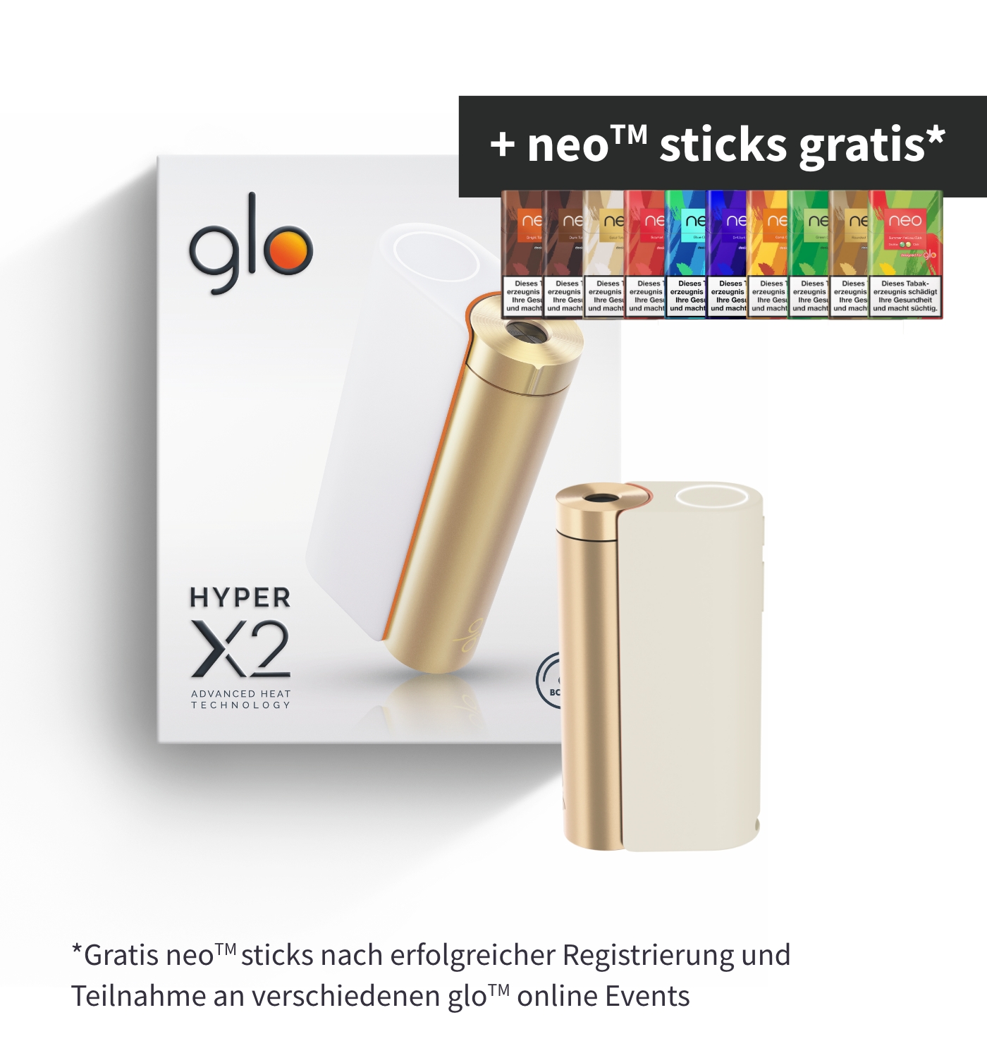 glo™ Tabakerhitzer X2 White/Gold Device Kit bis zu 8 neo oder veo