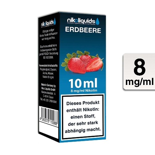 E-Liquid Nikoliquids Erdbeere 8 mg/ml Flasche 10 ml