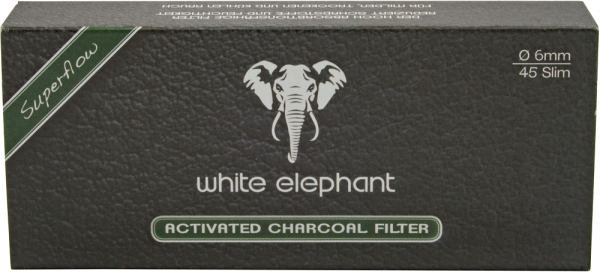 Pfeifenfilter White Elephant 45 Activated Charcoal Filter 6 mm 1 Schachtel à 45 Filter