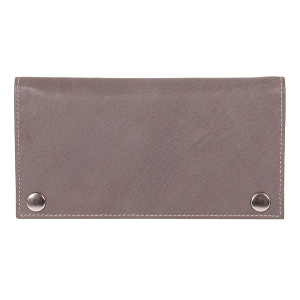 Feinschnitt-Tasche Leder grau 16,5x 9cm 2 Druckknöpfe