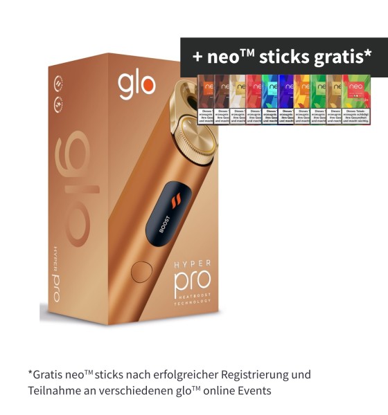 GLO Hyper Pro Device Kit Amber Bronze bis zu 8 Packungen Neo Sticks
