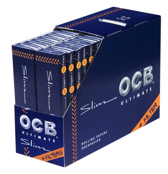 DISPLAY 32 Heftchen à 32 Stück Zigarettenpapier OCB Ultimate Slim mit Filtertips