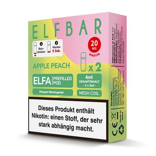 E-Liquidpod ELFBAR Elfa Apple Peach 20 mg 2 Pods