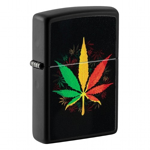 ZIPPO schwarz matt Rasta Cannabis Design 60006152