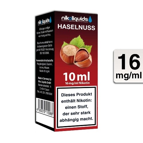 E-Liquid Nikoliquids Haselnuss 16 mg/ml Flasche 10 ml