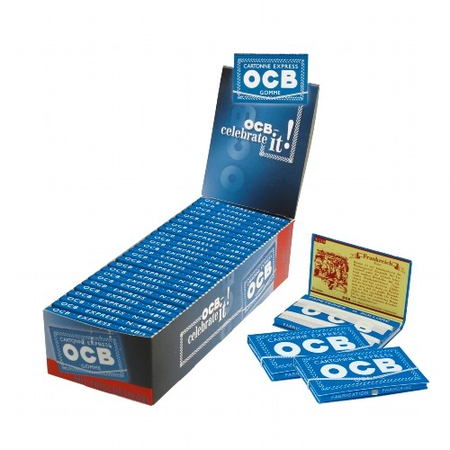 5 Heftchen à 100 Blättchen Zigarettenpapier OCB Blau Gummizug