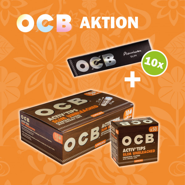 AKTION OCB Filter Activ'Tips Slim (Unbleached ) 7mm 10x50 Filter ( 500 Filter )