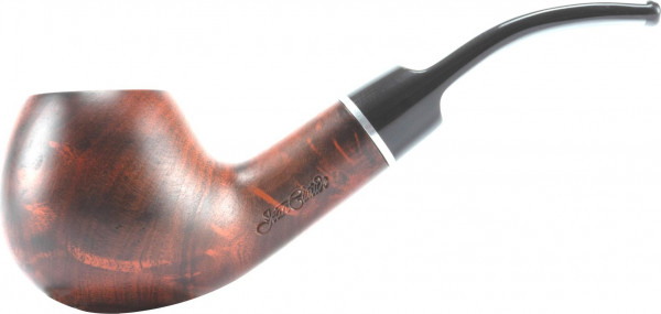 Pfeife JEAN CLAUDE gebogen rot/schwarz Chromring/Acrlymundst