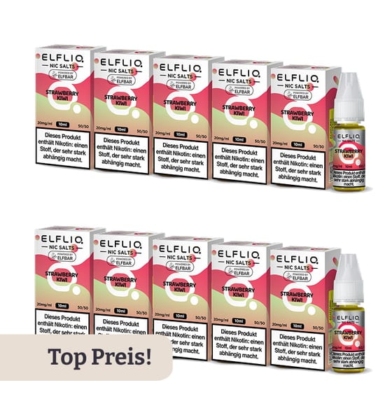 10er Pack E-Liquid Nikotinsalz ELFBAR Elfliq Strawberry Kiwi 20mg