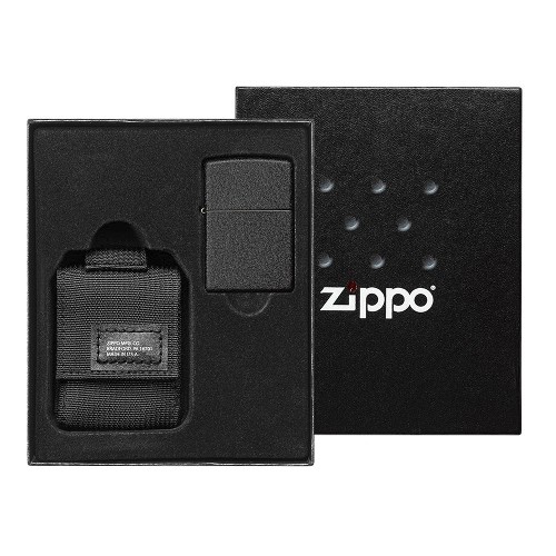 ZIPPO black crackle Set mit Nylon Pouch schwarz 60005678