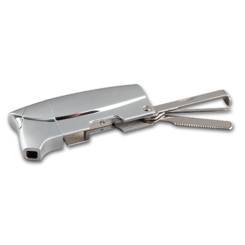 Feuerzeug für Pfeifen Cozy mit Besteck aus Chrom satiniert in silber matt