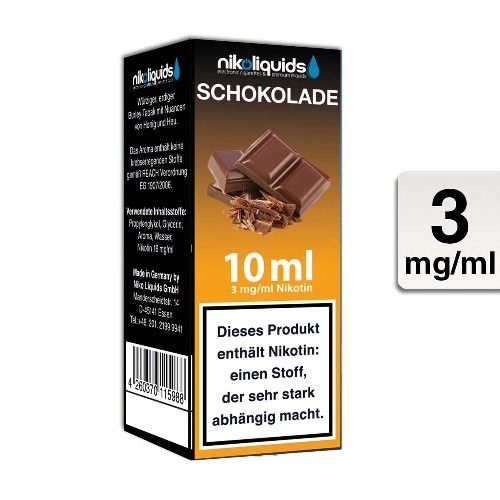 E-Liquid Nikoliquids Schokolade 3 mg/ml Flasche 10 ml