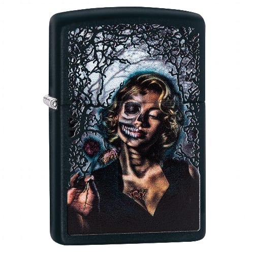 Zippo schwarz matt Goth Girl