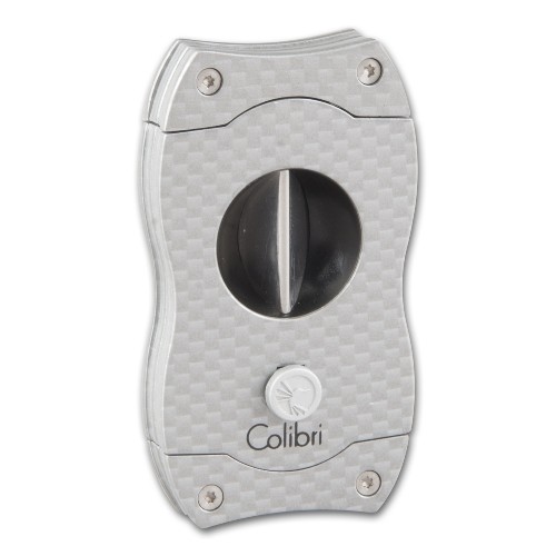 Zigarrencutter COLIBRI V-Cut Kerbschnitt silber/Carbon 23mm