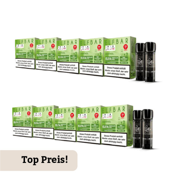 10er Pack E-Liquidpod ELFBAR Elfa Menthol 20 mg 2 Pods