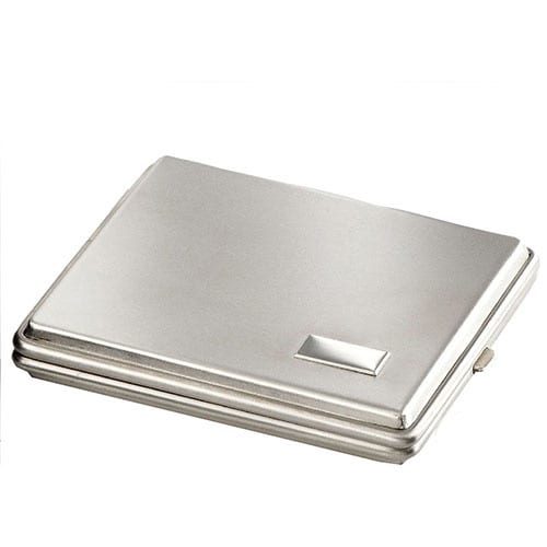 Zigarettenetui 20er 100 mm mit Innengummizug aus Metall satiniert in silber matt