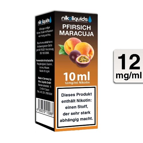 E-Liquid Nikoliquids Pfirsich Maracuja 12 mg/ml Flasche 10 ml