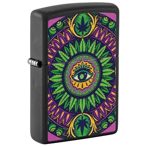 ZIPPO schwarz matt Cannabis Pattern Design 60006550