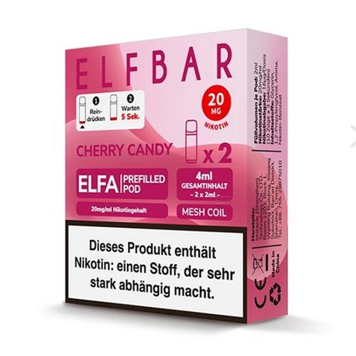 E-Liquidpod ELFBAR Elfa Cherry Candy 20 mg 2 Pods