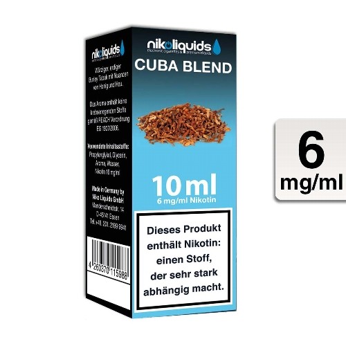 E-Liquid Nikoliquids Cuba Blend 6 mg/ml Flasche 10 ml