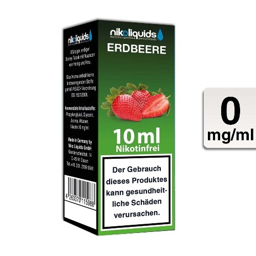 E-Liquid Nikoliquids Erdbeere nikotinfrei Flasche 10 ml