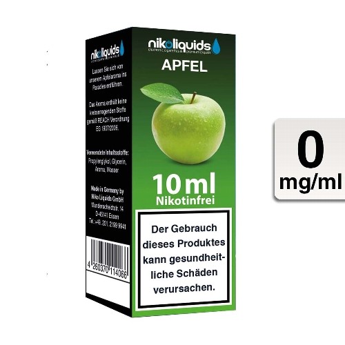 E-Liquid Nikoliquids Apfel nikotinfrei Flasche 10 ml