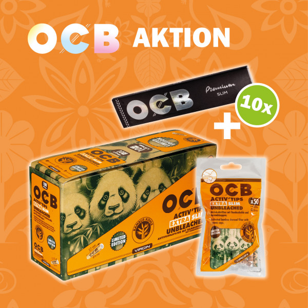 AKTION OCB Activ'Tips Extra Slim Unbleached Bamboo 6mm Limited Edition 10x50 ( 500 Filter )